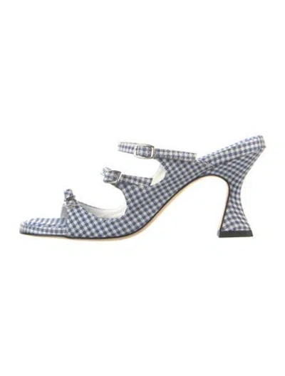 Pre-owned Carel Paris Plaid Print Pumps In Blue