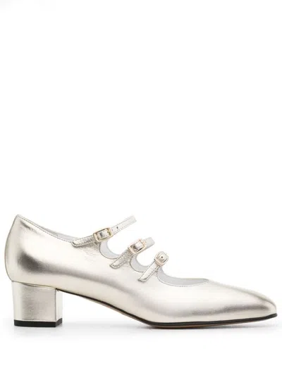 CAREL PARIS CAREL PARIS PLATINUM LAMINATED LEATHER MARY JANE PUMPS SHOES