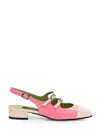 Carel Paris 'abricot' Pink Slingback Mary Janes With Contrasting Toe In Pink