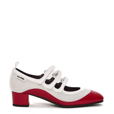 Carel Paris Pump Heel 4 Cm White And Red Net In Black