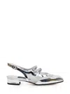 Carel Paris Silver Pêche Night Leather Mary Jane Pumps In Silver