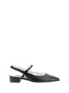 Carel Paris Leather Block Heel Ballerinas With Sling Back In Black