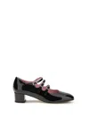 Carel Paris Gold Calf Leather Bos Taurus Mid Heel Pumps In Black