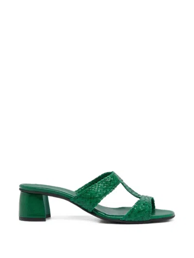 Carel Paris Pyramide T Woven Leather Sandals In Green
