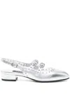 Carel Paris Queen Leather Ballet Flats In Silver