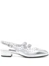 Carel Paris Queen Leather Ballet Flats In Silver