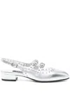 Carel Paris Queen Leather Ballet Flats In Silver