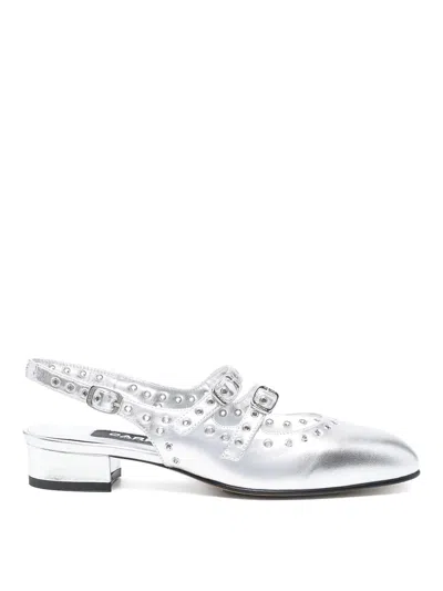 Carel Paris Queen Leather Ballet Flats In Silver