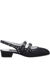 Carel Paris Shiny Leather Slingback With Studs In Black