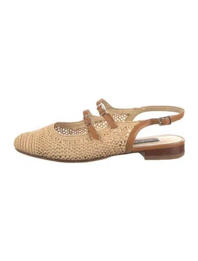 Pre-owned Carel Paris Raffia Tweed Pattern Flats In Neutrals