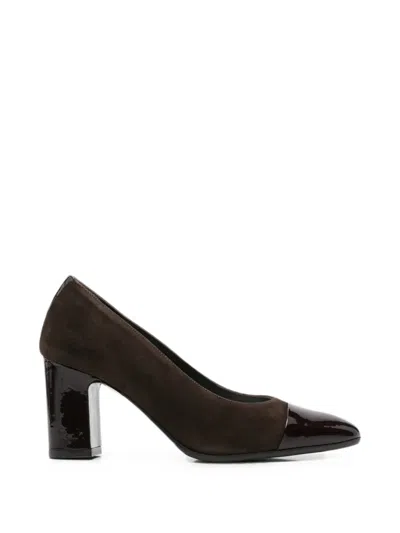 Carel Paris Block Heel Pumps Closed Pointed Toe Suede In Burgundy