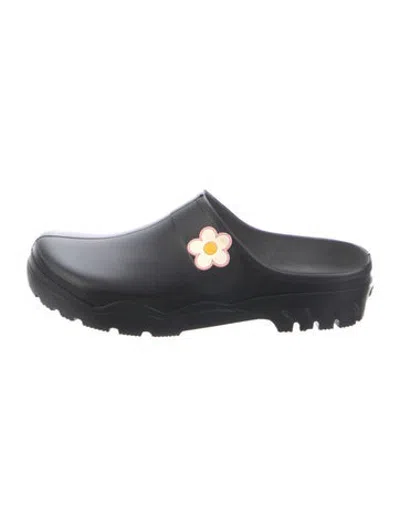 Pre-owned Carel Paris Rubber Floral Print Mules In Black