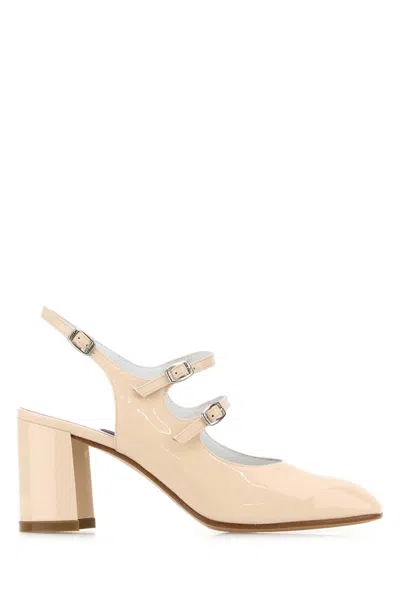 Carel Paris Beige Calf Leather Banana Patent Leather Sling Back Pumps In Multi