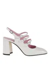 Carel Paris Square Heel Patent Leather Pumps In Blanco