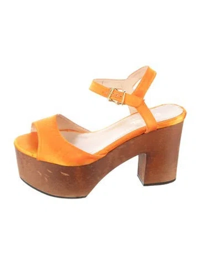 Pre-owned Carel Paris Satin Sandals In Orange