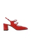 Carel Paris Double Strap Buckle Block Heel Pumps In Red