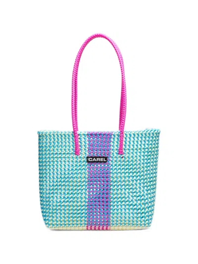 Carel Paris Scoubidou Woven Tote Bag In Blue