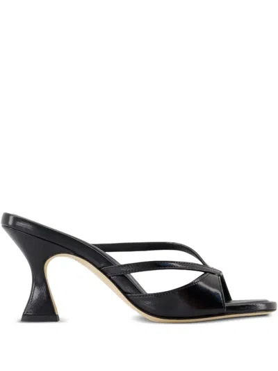 Carel Paris Sculpted-heel Cross-strap Sandals In Black