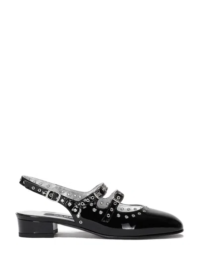 Carel Paris Shiny Leather Slingback With Studs In Black