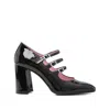 Carel Paris Triple Buckle Strap Block Heel Pumps In Black