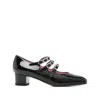 Carel Paris Triple Buckle Almond Toe Block Heel Pumps In Black