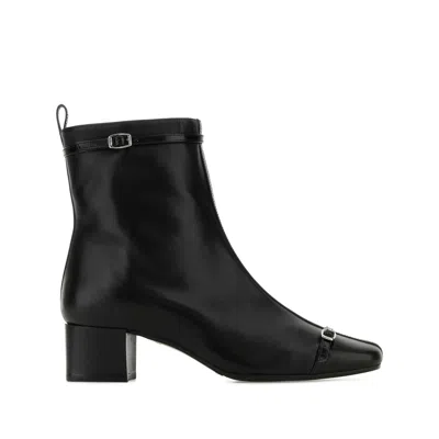 Carel Paris 50mm Buckle-strap Leather Ankle Boots In Black