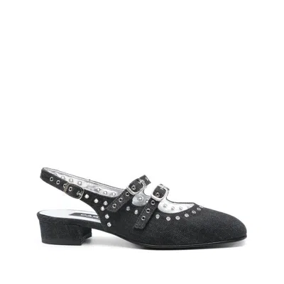 Carel Paris Shiny Leather Slingback With Studs In Blue