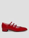 Carel Paris Ariana Patent Leather Ballets With Crossed Bands In Red