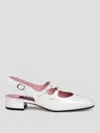 Carel Paris Block Heel Slingback Ballet Flat Shoe In White