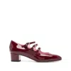 Carel Paris Triple Strap Patent Leather Pumps In Burgundy