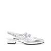 Carel Paris Queen Leather Ballet Flats In Silver