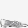 Carel Paris Eloise Leather Ballet Flats In Silver