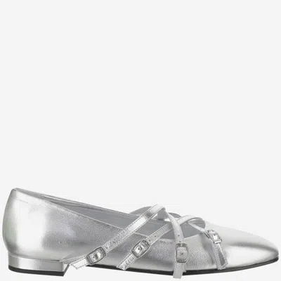 CAREL PARIS SILVER LEATHER BALLET FLATS