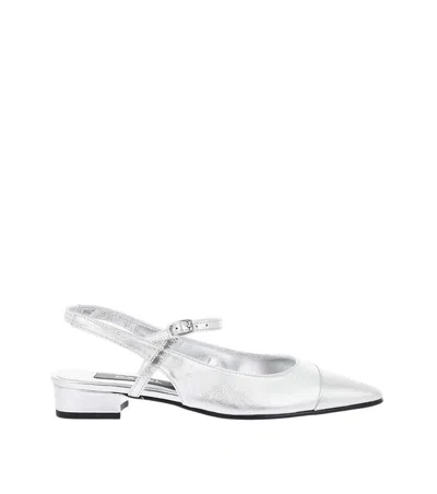 Carel Paris Silver Leather Ballet Flats