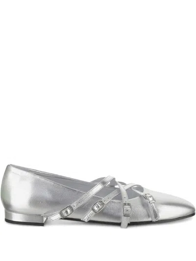 CAREL PARIS SILVER LEATHER BALLET FLATS