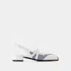 Carel Paris 20mm Sling Back Checked Flat Pumps In White