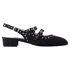 Carel Paris Shiny Leather Slingback With Studs In Black