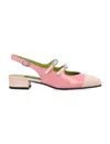 Carel Paris 'abricot' Pink Slingback Mary Janes With Contrasting Toe In Pink
