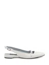 Carel Paris Beige Leather Slingback Ballet Shoes In White