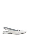 Carel Paris Beige Leather Slingback Ballet Shoes In White