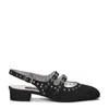 Carel Paris Slingback Shoes In Dark Denim With Decorative Studs In Black