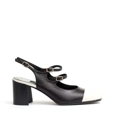 CAREL PARIS CAREL PARIS SLINGBACK STRAPS BLACK AND CREAM HEEL 80 MM