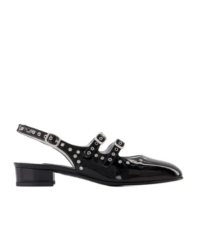 Carel Paris Square-headed Flat Sandals In Black