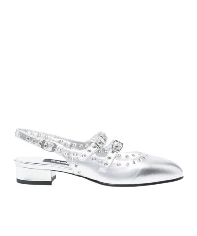 Carel Paris Queen Silver Slingbacks With Embellishments In White