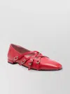 Carel Paris Square Toe Leather Ballet Flats With Cross Straps