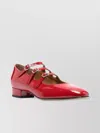 Carel Paris Square Toe Triple Strap Patent Pumps In Red