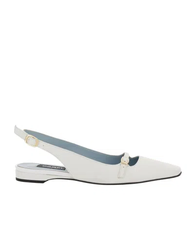 Carel Paris Square-toed Ballet Shoes In White
