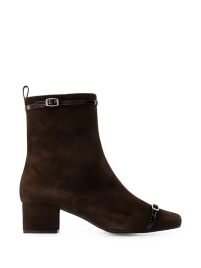 Carel Paris Start Buckle-detail Ankle Boots In Brown