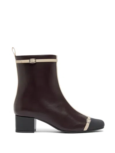 Carel Paris Start Buckle-strap Ankle Boots In Burgundy