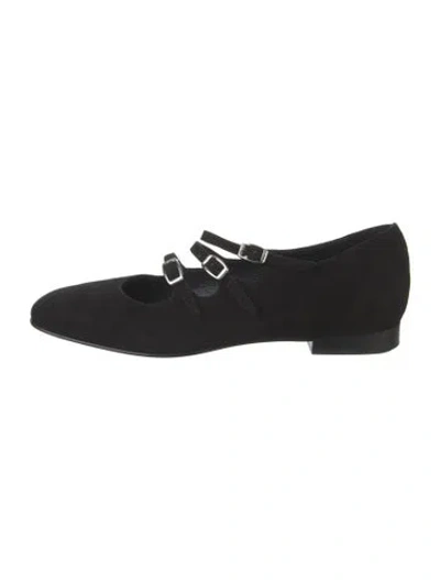 Pre-owned Carel Paris Suede Mary Jane Flats In Black